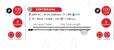 Гирлянда LED ACA LIGHTING XSW100RAF44 18W 3000K 10m IP44 - Image 2