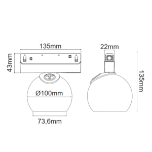 Прожектор за магнитна шина ACA Lighting IONA1230B 12W 3000K - Image 3