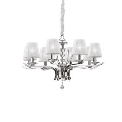 Пендел PEGASO SP8, 8x28W, E14, бял, метал и стъкло