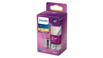 LED крушка P45 E27 – Philips, 470 lm, 2700 K (топло бяло), екв. 40 W, ъгъл 300°, 220–240 V, прозрачно стъкло - Image 2