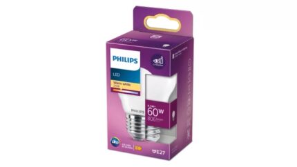 LED крушка P45 E27 – Philips, 806 lm, 2700 K (топло бяло), екв. 60 W, ъгъл 300°, 220–240 V, бяло стъкло - Image 2