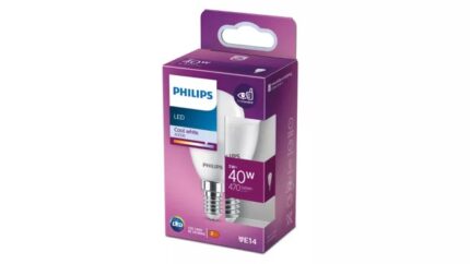 LED крушка P45 E14 – Philips, 470 lm, 4000 K (неутрално бяло), екв. 40 W, ъгъл 300°, 220–240 V, бяло стъкло - Image 2