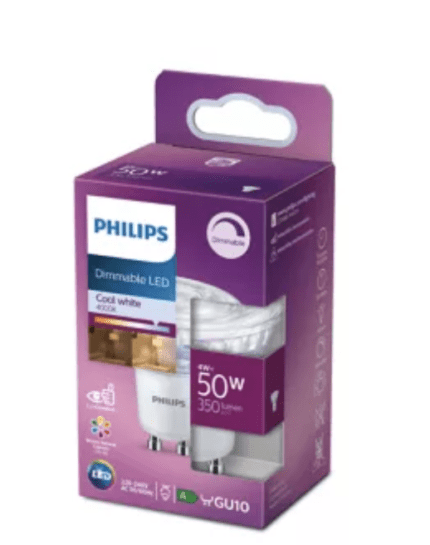 LED спот MR16 GU10 – Philips, 390 lm, 3000 K, екв. 50 W, ъгъл 36°, 220V, демируем - Image 2