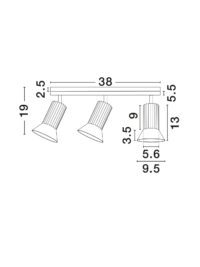 Луничка Nova-Luce GU10 3x10W за открит монтаж - 7