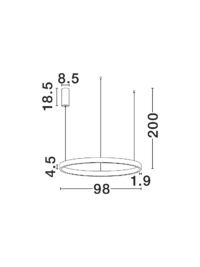 Полилей Nova-Luce LED 106W димеруем, топла светлина 3000K - 7