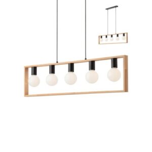 Пендел Smarter Timber, 5xE27, 5x42W, мат черен/бук - Снимка 1