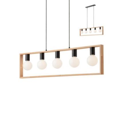 Пендел Smarter Timber, 5xE27, 5x42W, мат черен/бук - Снимка 1