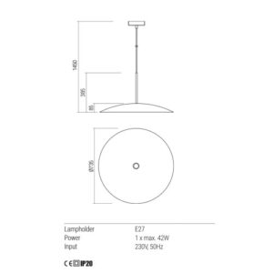 Пендел Redo CYMBAL E27 42W матово златист/черен - Image 2