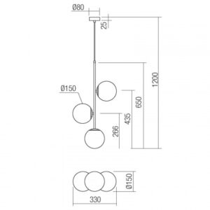 Пендел Smarter NIVA SU 3x42W E27, опал стъкло, 1200мм - Image 2