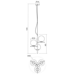Пендел Smarter BOLDY, 3x28W, E14, матово черен - Image 2