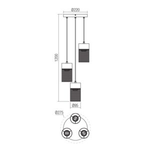 Пендел Smarter STEM 3x42W E27 дърво и метал - Снимка 2