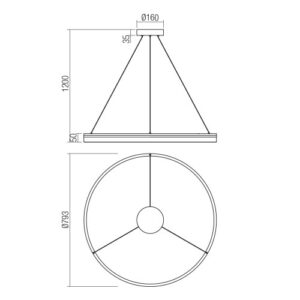 Пендел Smarter Valdis LED 57W димируем CCT черно-бял - Image 2
