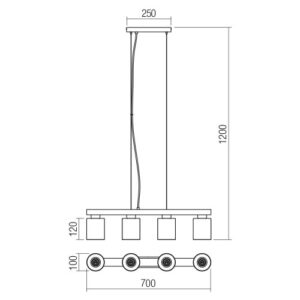 Пендел Smarter ROTIS 4x15W E14 димируем, дърво/стъкло - Image 2