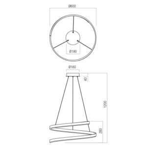 Пендел LED Redo SCROLL SU 38W 3000K/4000K/6000K димер - Image 2
