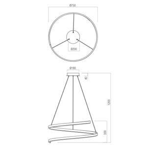 Пендел LED Redo Scroll SU 46W димер 3 цвята 750мм - Image 2