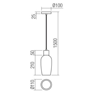 Пендел Smarter Atlantis E27 42W матово черен стъкло - Image 2