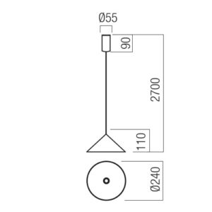 Пендел LED Redo 10W 2700K IP20 алуминий черен - Image 2