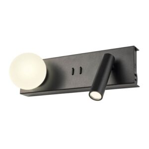 LED аплик с ключ и USB REDO 01-4663 NORMA AP LONG LED 5W+3W 3000K SBK - Снимка 1