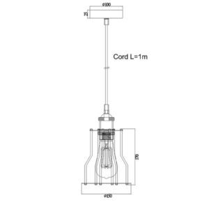 Пендел за таван ACA Lighting SOTIS KS1342P151BK - Снимка 2