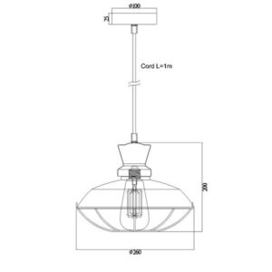 Пендел ACA Lighting ANGELA E27 1x60W матово черен - Снимка 2