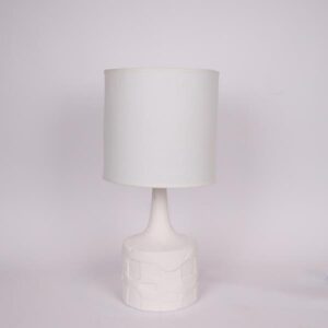 Настолна лампа Ceramic 814-50016, 26x54см, бяла, ленен абажур - Снимка 1