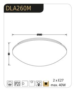 Плафон ACA Lighting VEGAS, 2xE27, 2x40W, бял - Image 3