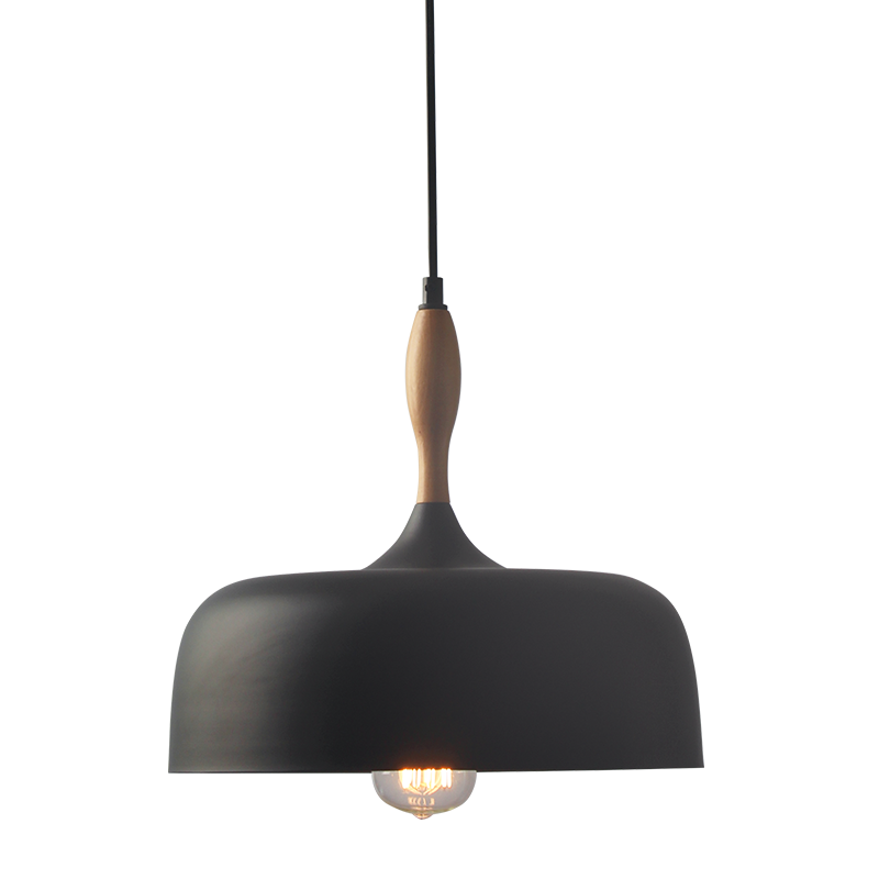 Пендел ACA LIGHTING CUBA E27 60W, метал и дърво, черен - Снимка 1