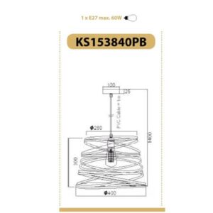 Пендел ACA LIGHTING JAZZ, E27, 1x60W, метал, черен - Image 2