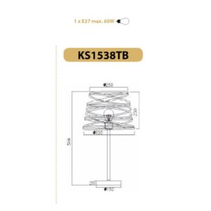 Настолна лампа ACA LIGHTING JAZZ E27 60W черна метална - Image 2