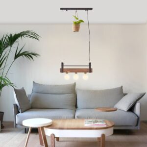 Пендел Brilliant BANKWOOD, 3x28W, E27, черен/дърво - Image 3