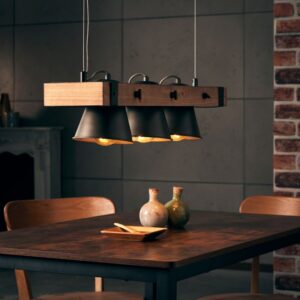 Пендел Brilliant Plow, 3x10W, E27, черна стомана/дърво - Image 2