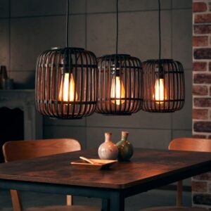 Пендел Brilliant Woodrow, 3x60W, E27, тъмно дърво/черен - Image 3
