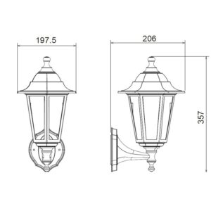 Градински аплик ACA LIGHTING PLGQ1R HEXAGON WALL GARDEN - Image 2