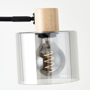 Лампион Brilliant WEALD, 1x40W, E27, черен/дърво/димирано стъкло - Image 2
