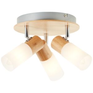 Плафониера Brilliant, 3x3.5W, E14, дърво/бял, IP20 - Снимка 1