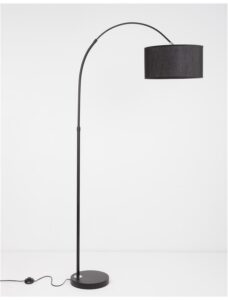 BLACK FABRIC SHADE BLACK ALUMINIUM BASE LED 1XE27