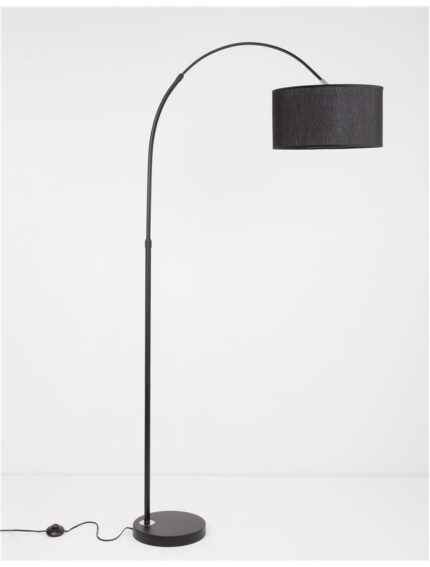 BLACK FABRIC SHADE BLACK ALUMINIUM BASE LED 1XE27