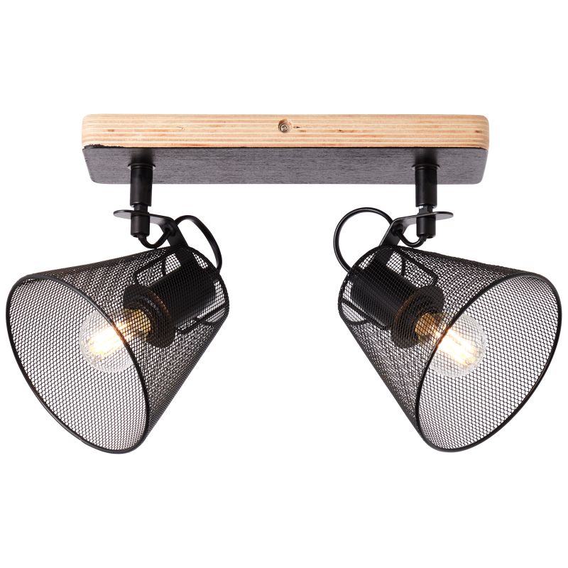 sys05n01257270171494 Плафон Brilliant, 2x40W, E14, черен/дърво - Image 1
