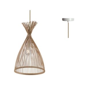 Пендел ACA Lighting Serifos E27 1x60W бамбук - Снимка 2