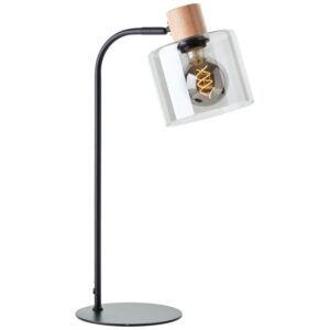 Настолна лампа Brilliant WEALD, 1x40W, E27, черна/дърво