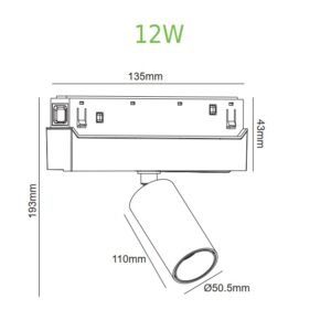 Прожектор за магнитна шина 12W 3000K ACA Lighting HUBE1230B - Image 3