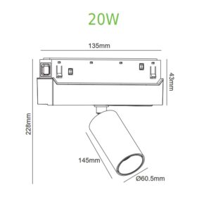 Прожектор за магнитна шина ACA Lighting HUBE 20W 4000K 48V - Image 3