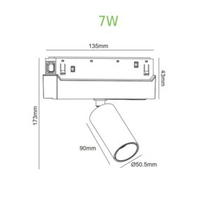 Прожектор за магнитна шина ACA Lighting HUBE740B 7W 4000K - Image 3