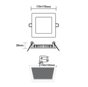 Панел за вграждане LED ACA Lighting PLATO1240SNM 12W 4000K - Снимка 3