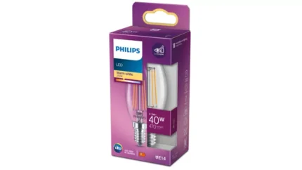 LED крушка B35 E14 – Philips, 470 lm, 2700 K (топло бяло), екв. 40 W, ъгъл 300°, 220–240 V, прозрачно стъкло - Снимка 2