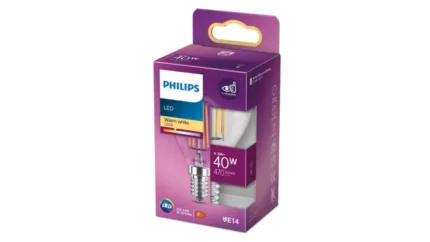 LED крушка P45 E14 – Philips, 470 lm, 2700 K (топло бяло), екв. 40 W, ъгъл 300°, 220–240 V, прозрачно стъкло - Image 2