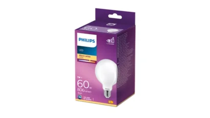 LED крушка G93 E27 – Philips, 806 lm, 2700 K (топло бяло), екв. 60 W, ъгъл 300°, 220–240 V, бяло стъкло - Image 2